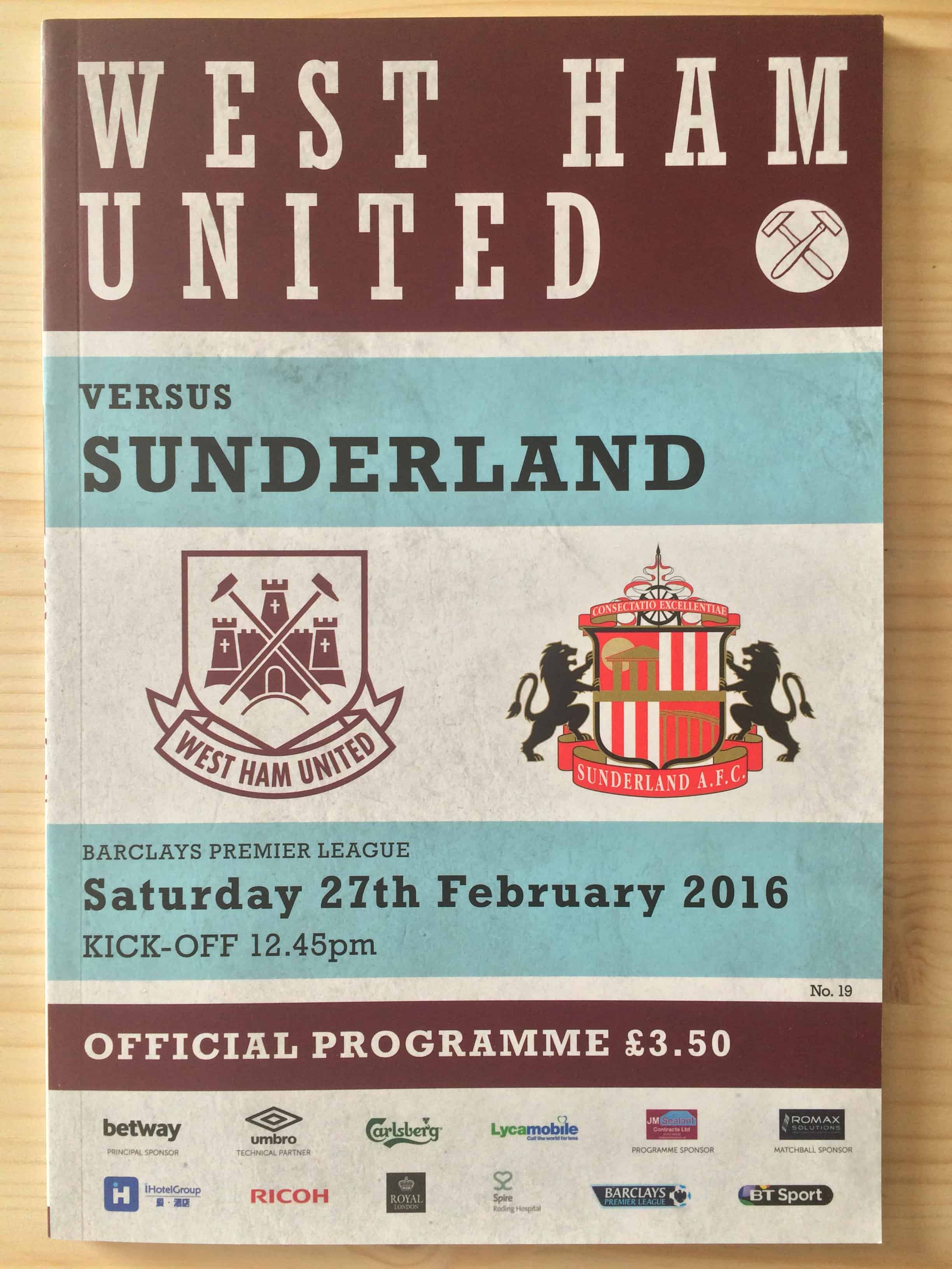 West Ham United FC v Sunderland FC